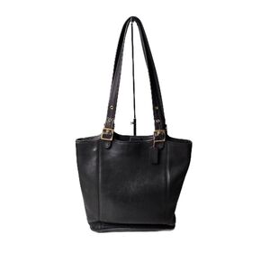 Rare Vintage Leather Coach 9090 Bag/Tote Black Shoulder Bag with Gold Buckles